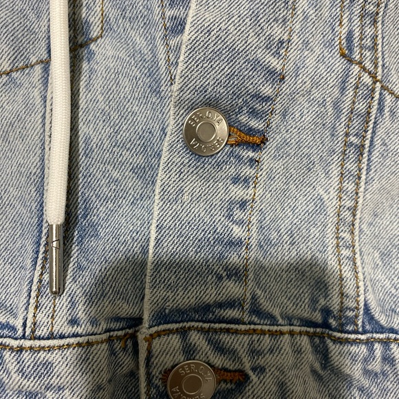 NWT SER.O.YA Distressed Bryce Hoodie Jacket In Tidal Denim Size XS. - Picture 3 of 5
